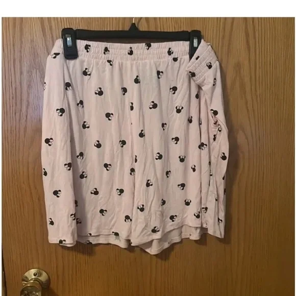 Disney Minnie Mouse Mickey Mouse Pajama Set Top Shorts Pink Black Large - Picture 13 of 15